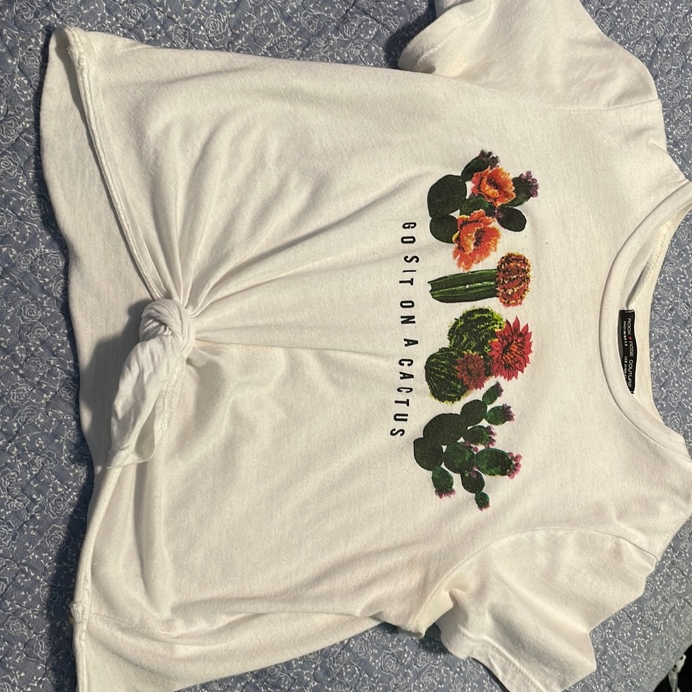 White cactus crop top